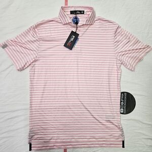 RLX Ralph Lauren Performance Golf Polo Shirt Pink White Men's Size Small